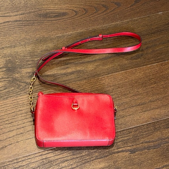 Lauren Ralph Lauren Red Leather Crossbody Bag - Picture 1 of 5
